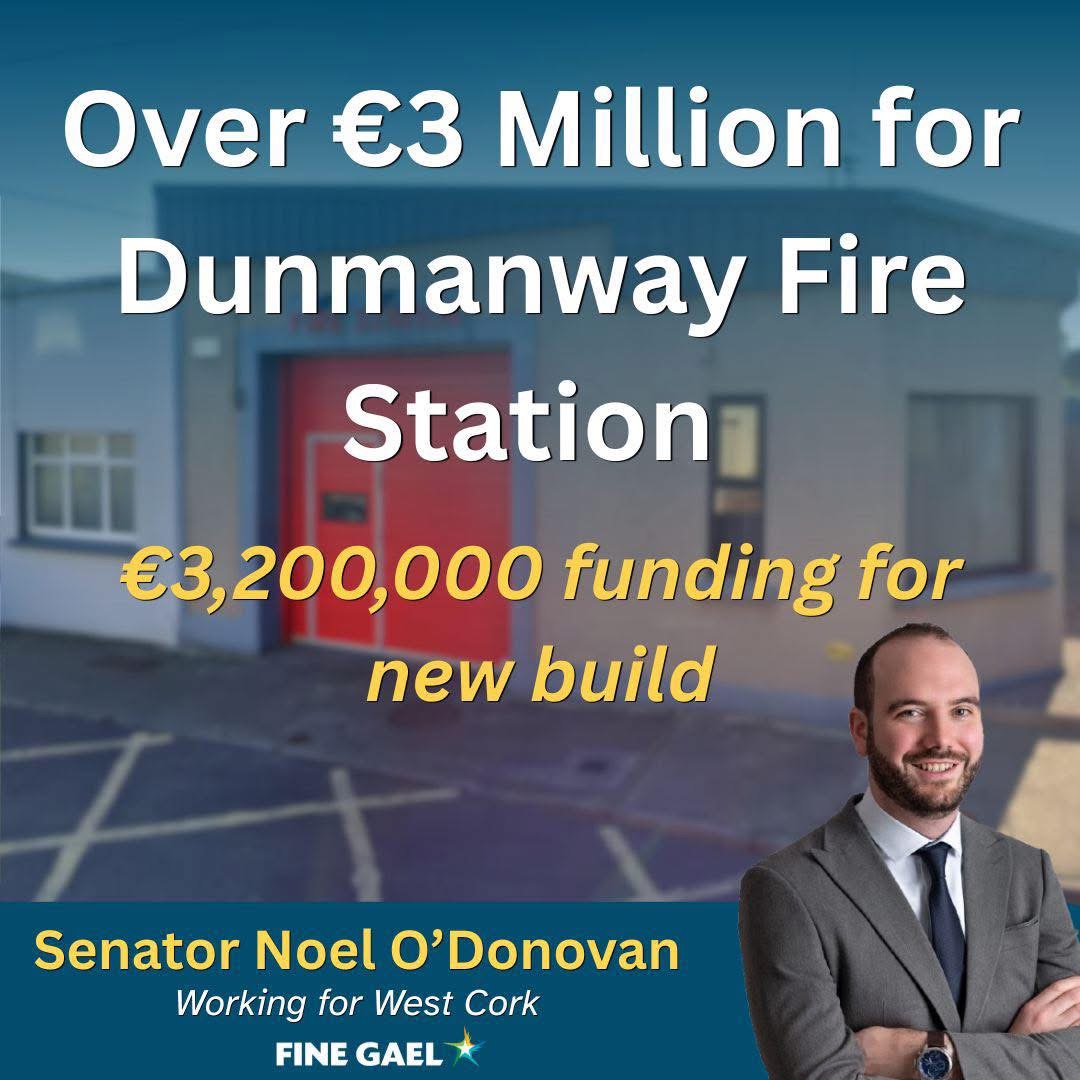 €3.2 million has been allocated for the construction of a brand new building for Dunmanway Fire Station at 📍Brookpark.