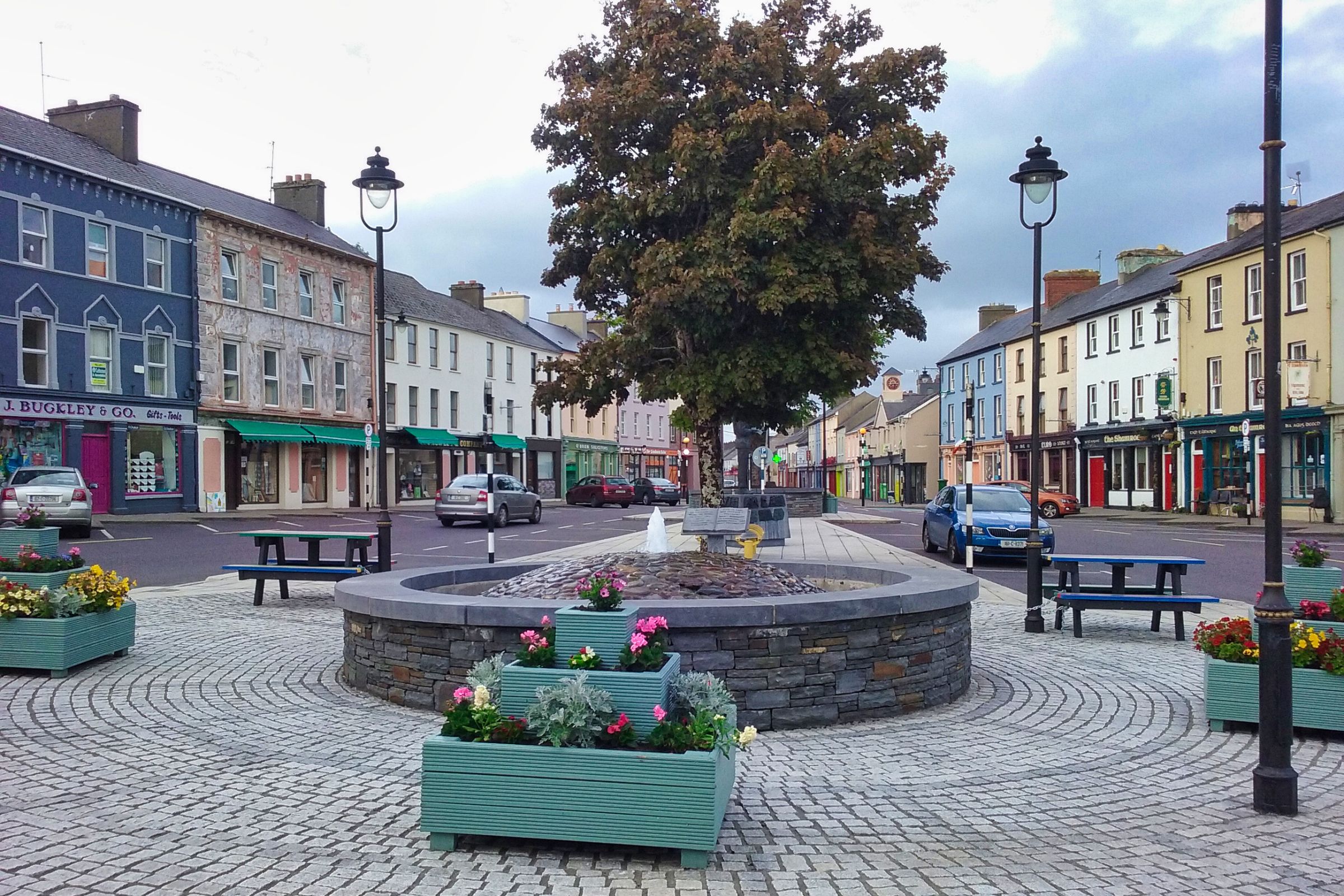 Dunmanway town square with fountain